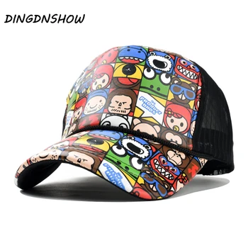 

[DINGDNSHOW] 2019 Fashion Baseball Cap Adult Mesh Cap Cartoon Summer Cap for Women Print Beach Hat for Men