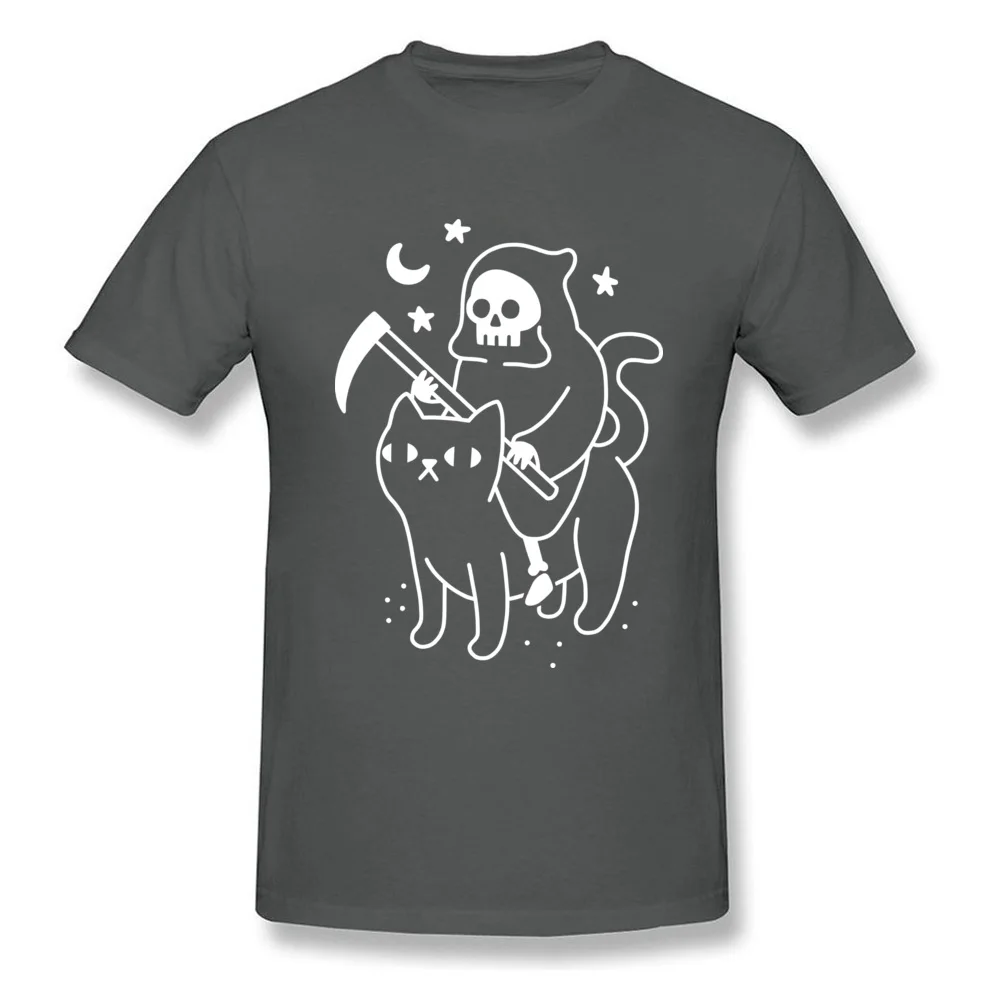 Death Rides A Black Cat T-Shirt Funky Short Sleeve Unique All Cotton Round Neck Men Tees Party Tee Shirts Summer Death Rides A Black Cat carbon