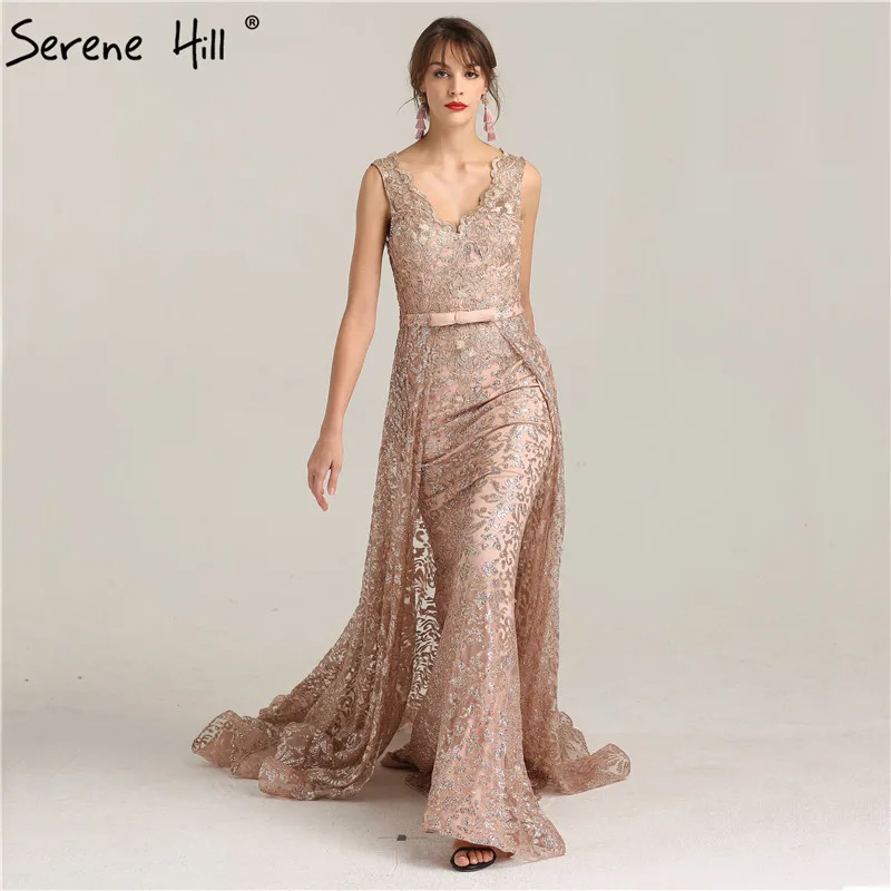Сексуальные блестящие Длинные вечерние платья с открытой спиной со съемным шлейфом дизайн с v-образным вырезом Вечерние платья BLA6235