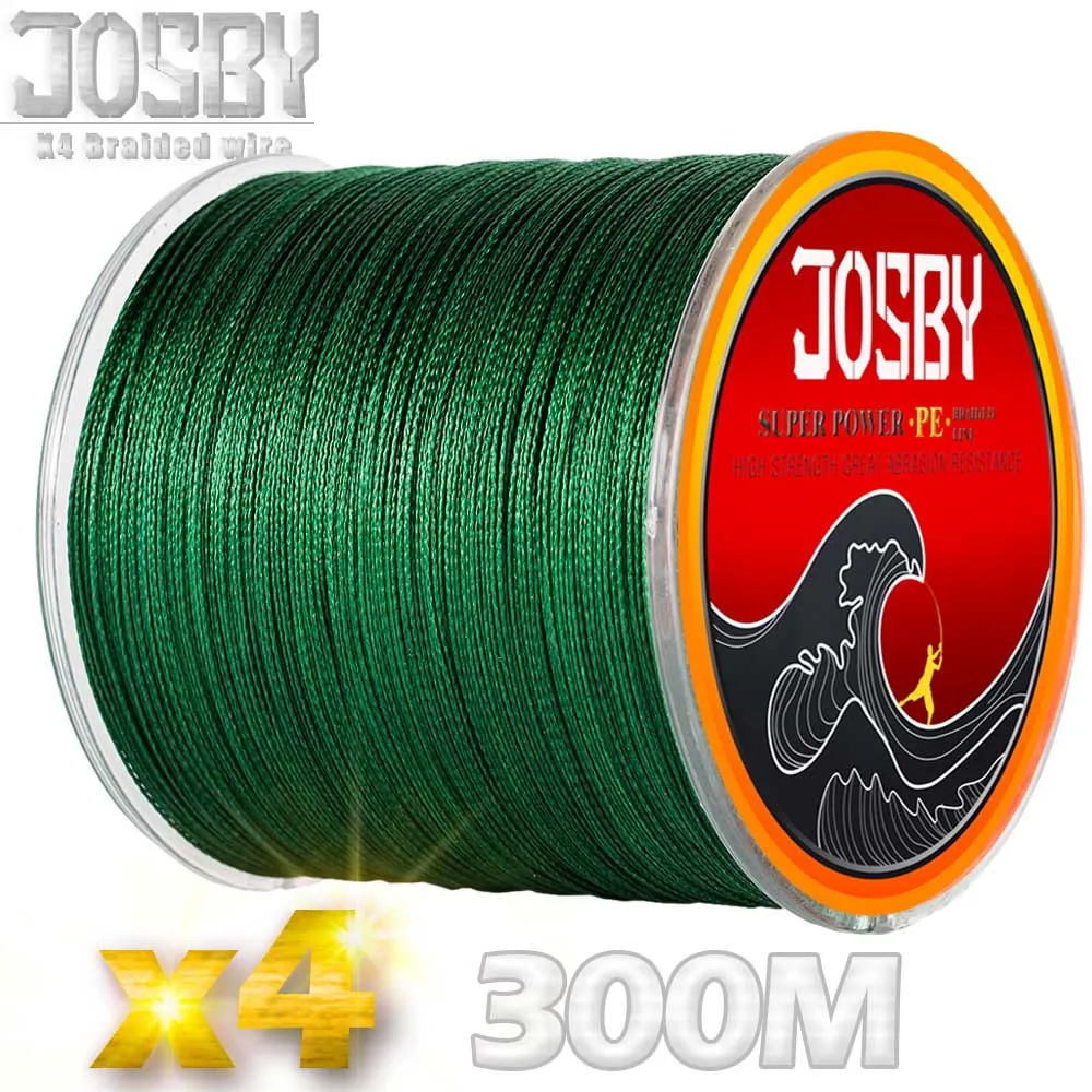 JOSBY 300 м бренд 4 нити PE плетеная леска Япония Multifilament 0,12 мм до 0,5 мм 10 фунтов до 80 фунтов Лидер продаж - Цвет: Green300m