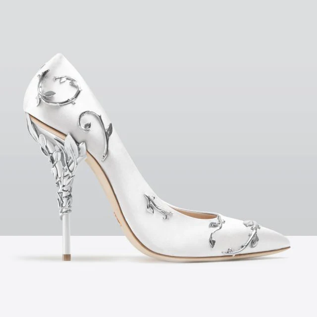 FONBERRY Elegant Silk Women Pumps High Heels Rhinestone Flower Wedding Shoes Brand Design Pointed Toe High Heels Shoes SWB0074 4