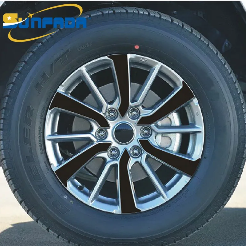 

SUNFADA 18" Wheel Hub Rims Carbon Fiber Car Stickers For Mitsubishi Pajero Sport 2015 2016 2017 Decal Car-styling For 4 Wheels