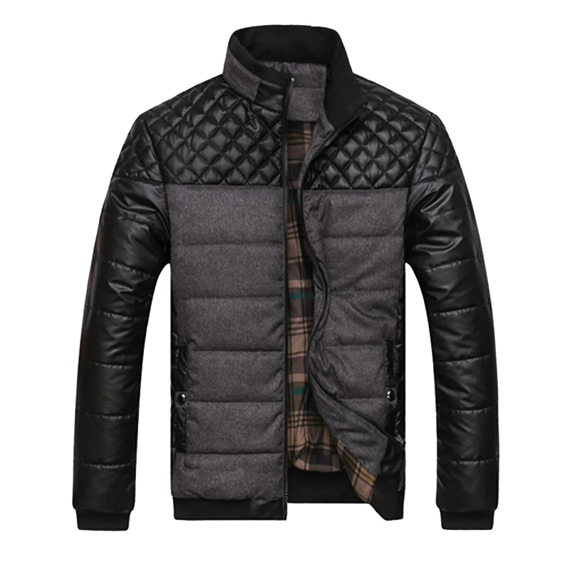 Мужские куртки 4XL дизайнерские Куртки из искусственной кожи в стиле пэчворк Мужская Верхняя одежда Повседневная качественная приталенная зимняя модная брендовая одежда размера плюс - Color: gray