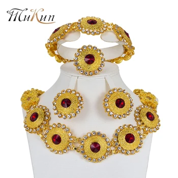 

MUKUN 2018 Fashion African Jewelry Sets Bridal Gift Costume big Nigerian Wedding Jewelry set Dubai gold color Jewelry set design