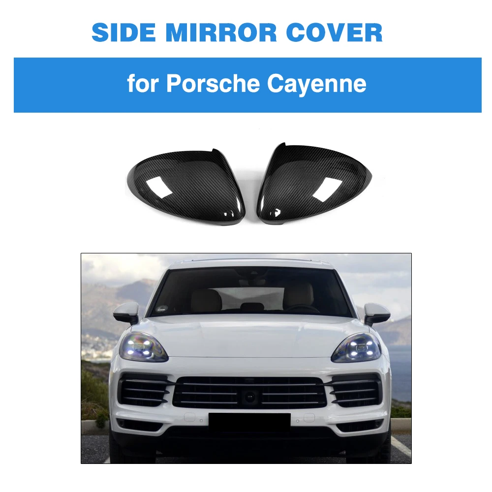 

Carbon Fiber Car Rear Side Mirror Covers Trim Fender for Porsche Cayenne 2018 Add on Style