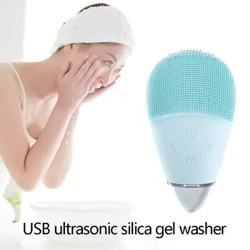 

Mini Electric Face Washing Brush Ultrasonic Vibration Silicone Facial Cleaner Massage Brush Women Beauty Machine