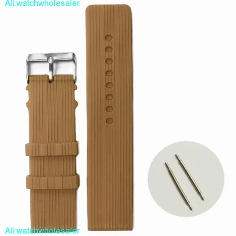 24mm Coffee Brown Silicone Jelly Rubber Ladies Men Watch Band Straps WB1071U24JB