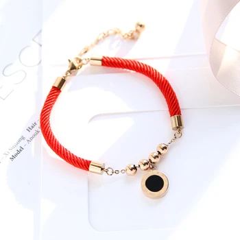 

2019 new titanium steel Roman digital double-sided bracelet red rope bangle bracelet for women men love for gift