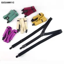 Новинка, 6 видов однотонных подтяжек, подтяжки для мужчин и женщин, 3 черных зажима, подтяжки для мужчин, Британская мода, кожаный шов, эластичный, регулируемый