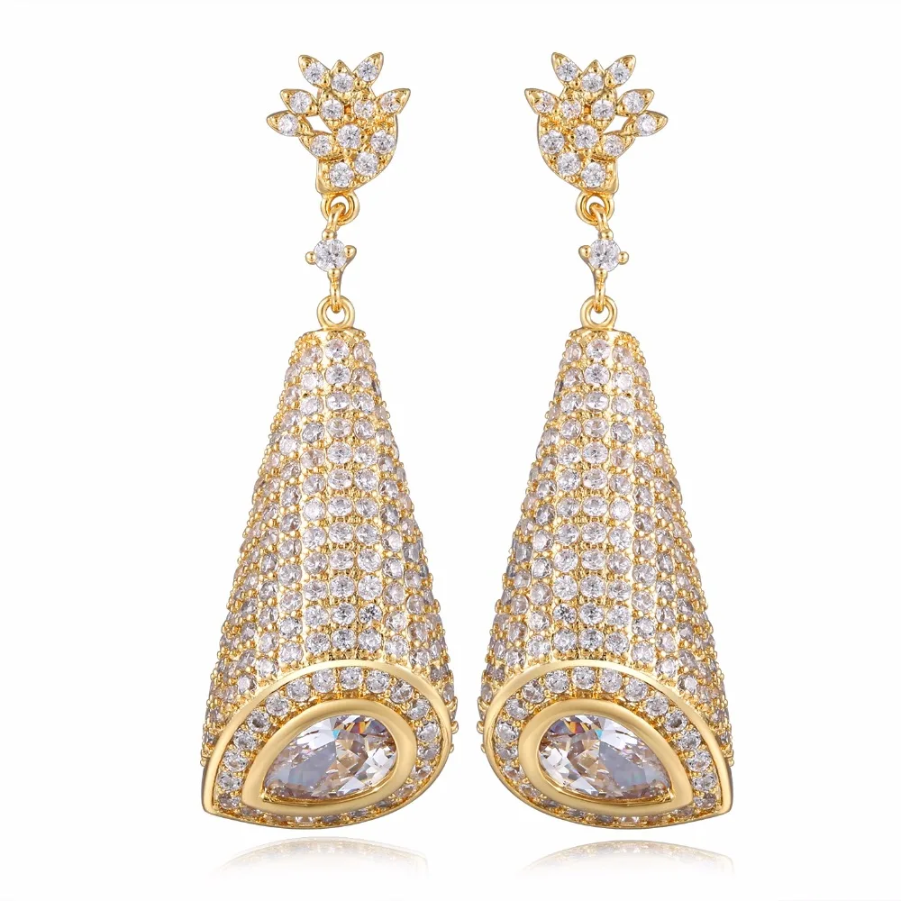 

GrayBirds New Deluxe AAA White Cubic Zirconia Brass Drop Earrings For Office Lady MLE016