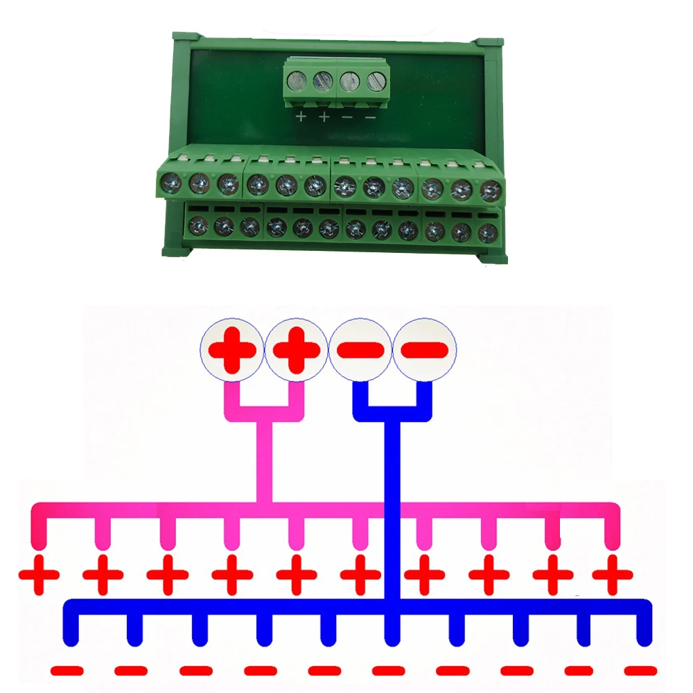 DC 24V Силовой Кабель распределительный разделитель клеммный блок коммутационная плата din-рейка