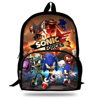 16 дюймов, детский школьный рюкзак Mochila с рисунком, Sonic Bookbag, Hedgehdg, для мальчиков и девочек, рюкзак для подростков