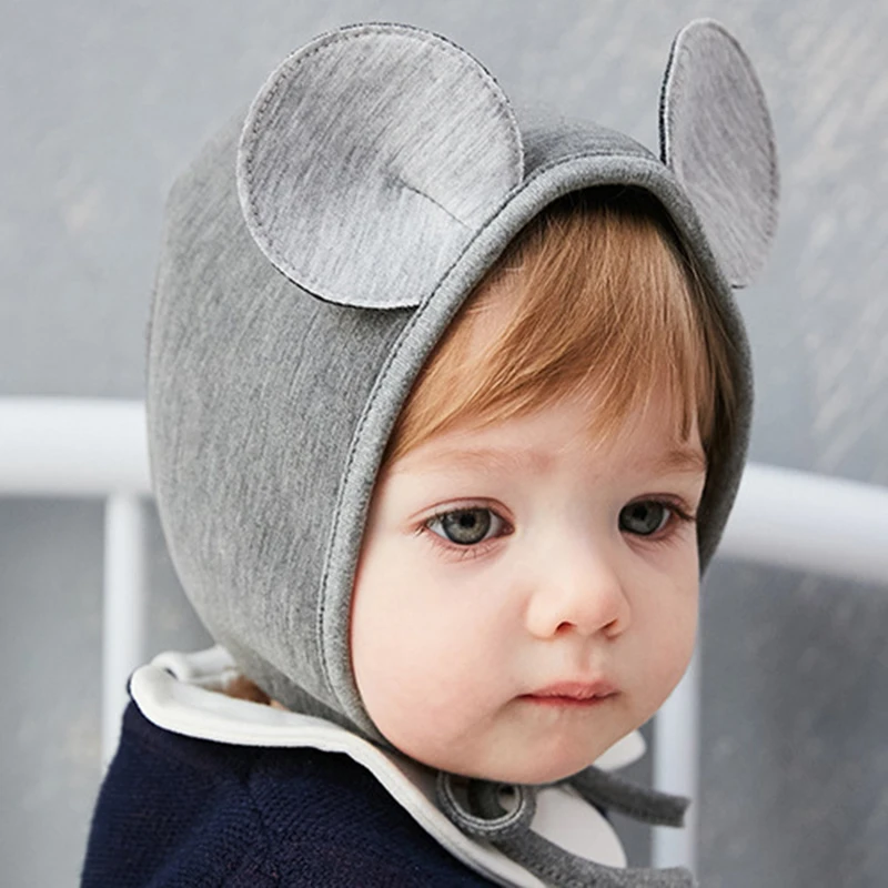Новое поступление детские шапки милые хлопковые с 3d ушками мыши для маленьких