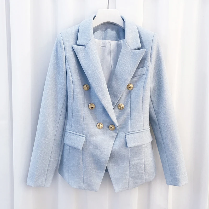 Блейзер Женский Европейский с металлическими кнопками|light blue jacket blazer|jacket blazerblazer