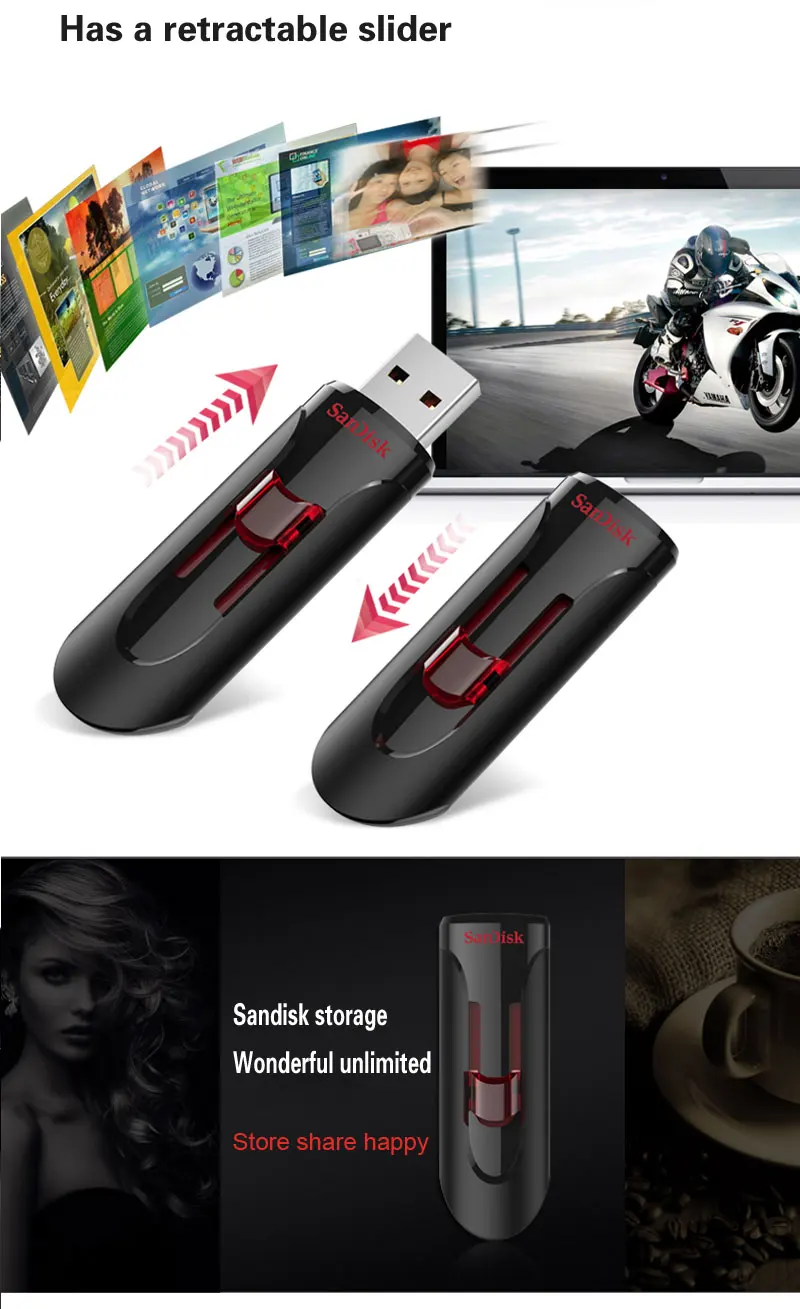 SanDisk Cruzer Glide CZ600 usb3.0 флеш-накопители 16 ГБ 32 ГБ супер скорость USB3.0 флеш-накопитель 128 ГБ 256 ГБ USB 3,0 Флешка 64 Гб U диск