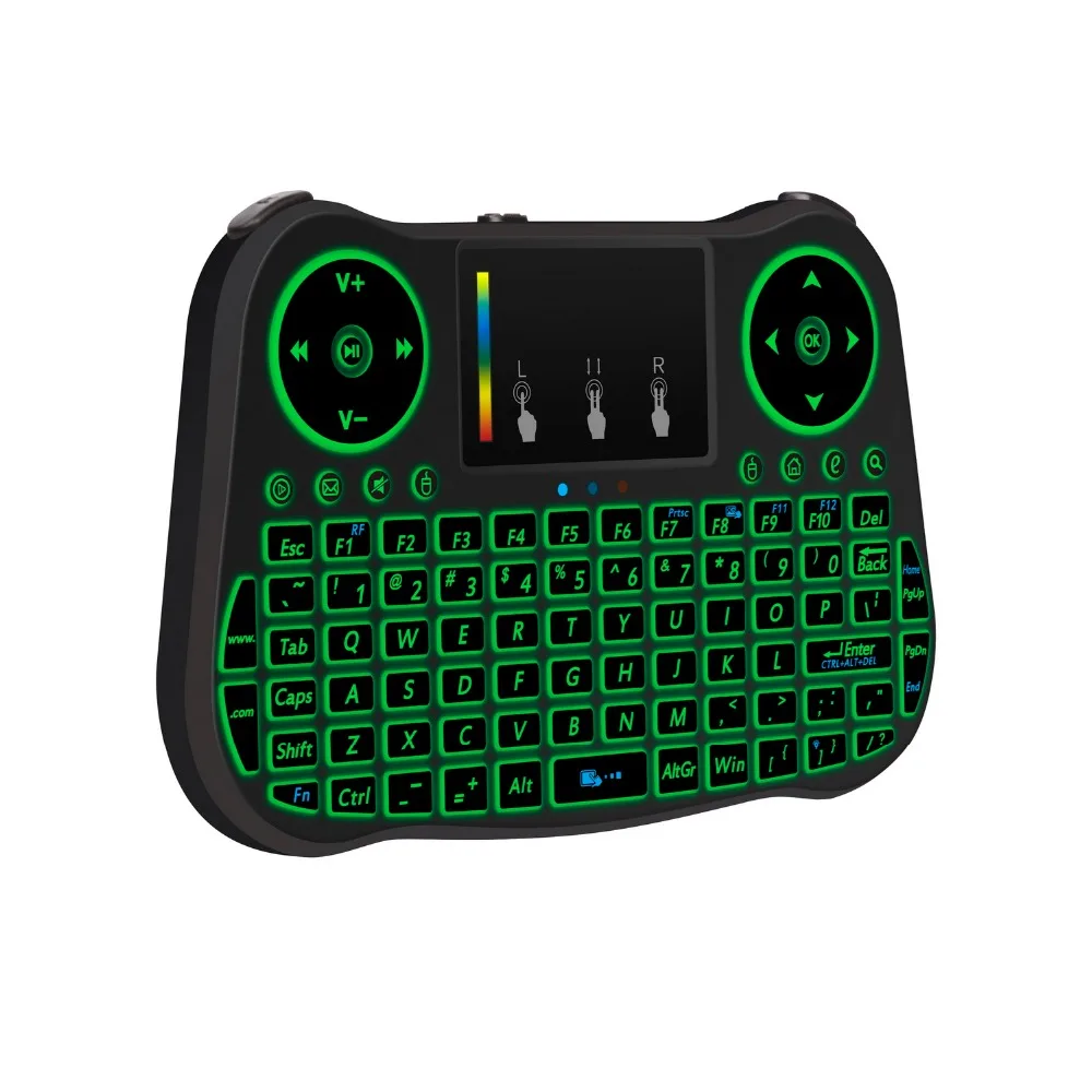 Радужная беспроводная клавиатура с подсветкой с тачпадом MT08 мини клавиатура Air mouse пульт дистанционного управления для ТВ-бокса ПК литиевая батарея