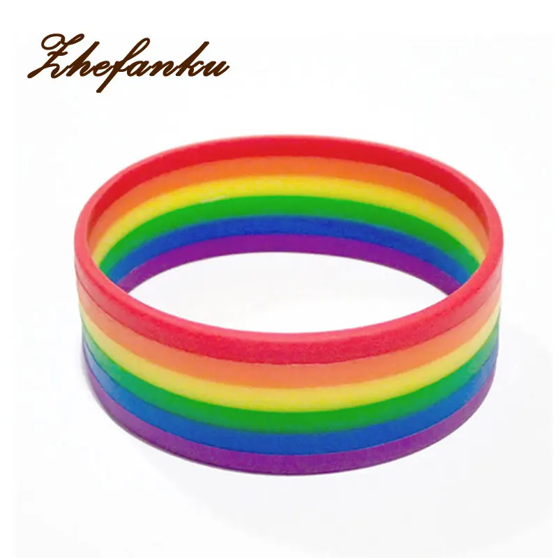 

2017 new fashion Silicone Rainbow Pride Bracelet Mutilayered Rubber Gay Lesbian Wristband Jewelry