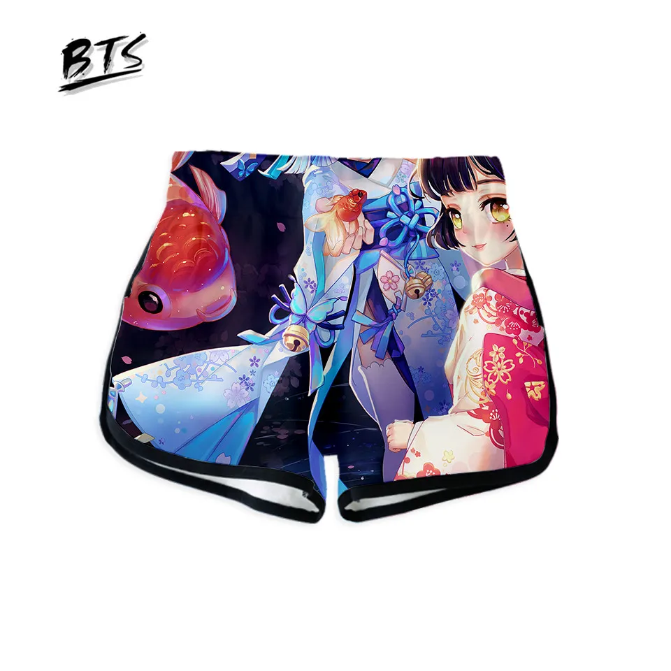 BTS горячая Соль 3D заклинатель Для женщин Clohtes 2018 дамы Shortpants хип-хоп Kawaii Harajuku шорты Kpop принт плюс Размеры Q1055-Q1061
