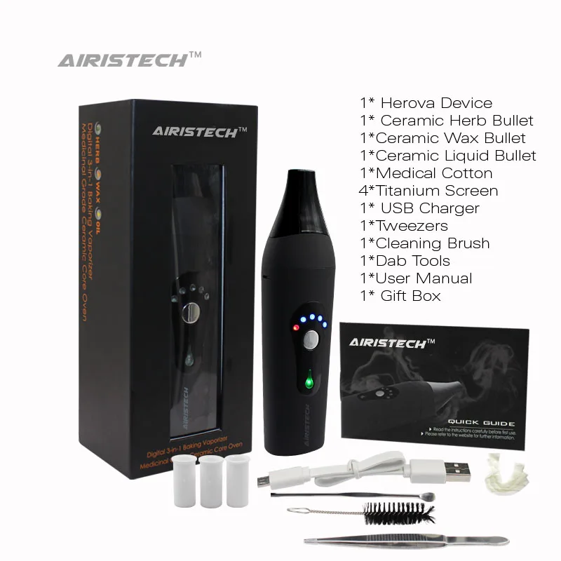 

Dry Herb Vaporizer Original Airistech Hero Electronic Cigarette Kit 2200mAh OLED Touch Screen Sub TC Vape Herbal Pen Vaporizer