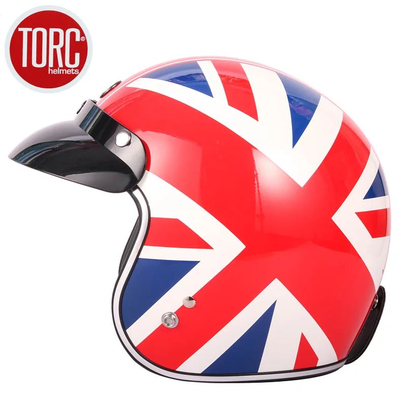Мотоциклетный винтажный шлем TORC T50 защитный с открытым лицом в горошек стиле