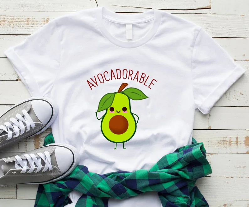 

2019 Funny Avocado Workout T Shirt Fashion Punk Cartoon Fitness Tees Women Hipster White Print O-Neck Tops Couple Holiday Unisex