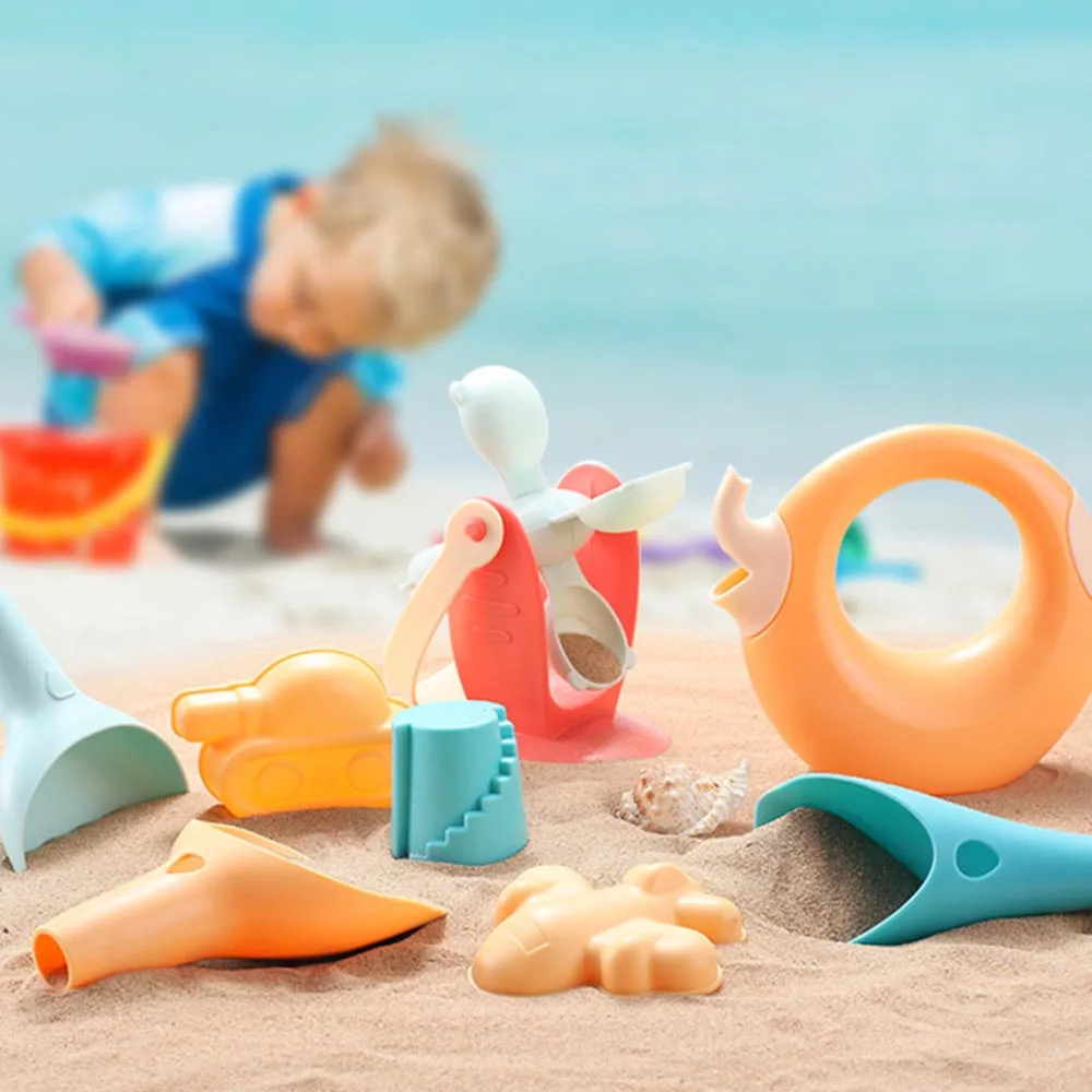 Мягкие силиконовые пляжные игрушки для детей песочница набор морской песок ведро грабли песочные часы водная настольная игра и веселье Лопата плесень лето
