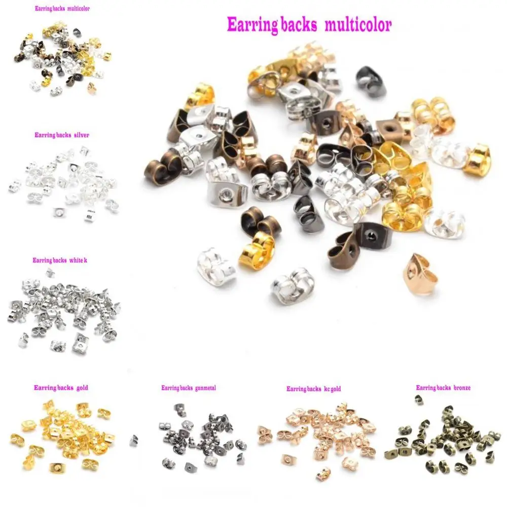 

100pcs Earring Studs Backs Stopper Scrolls Ear Post Butterfly For Jewelry Making DIY Blocked Caps Earring Backs Stoppers Ear