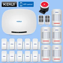KERUI IOS/Android APP Remote Control Alarm System Security Home 433MHz Wireless GSM SMS Business Burglar Alarm Solar Siren Kit