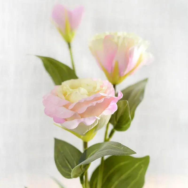 3 Heads European Artificial Flower Fake Eustoma Gradiflorus Lisianthus Christmas Wedding Party Home Decorative - Цвет: pink