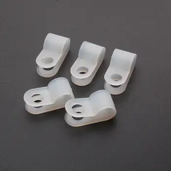 

BBQ@FUKA 100 X Nylon White Car Wire Cable Hose P Type Clamp Clips Clip C R 6.4mm 1/4" for vw honda chevrolet toyota kia ford