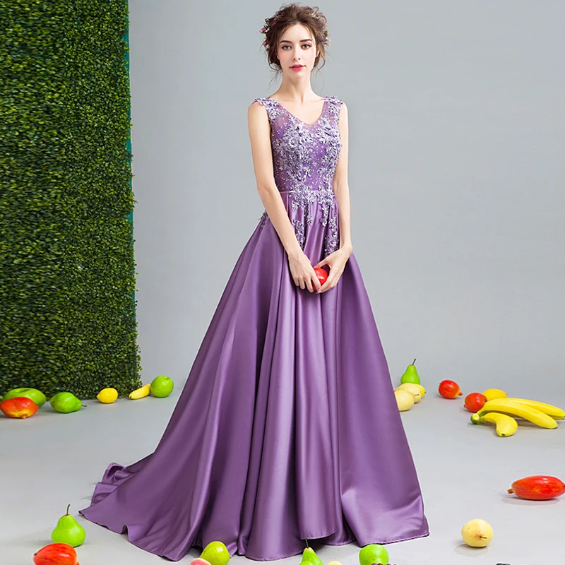 Светло-фиолетовый Кружева мама невесты платья для свадеб бисера линия вечернее Жених Крестная платья