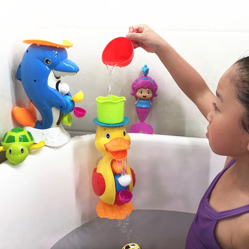 

Baby Shower Bath Toys Cute Duck Waterwheel Dolphin Toys Child Birthday Gift Kids Christmas Baby Water Swimming toys