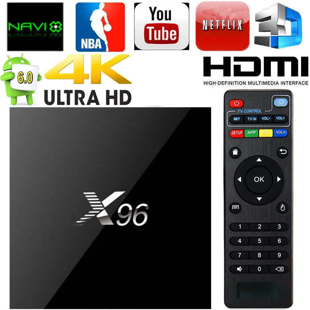 

X96 TV Box S905W Quad Core Android 7.1.2 OS 1G 8G Support Youtube Netflix Music Movies IPTV LIVE Channel Games Set Top Box