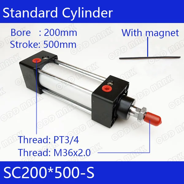 

SC200*500-S 200mm Bore 500mm Stroke SC200X500-S SC Series Single Rod Standard Pneumatic Air Cylinder SC200-500-S