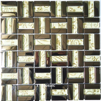 

New Arrival Plated Mirror Silver Metal mixed Flower Crystal Mosaic Tiles for DIY Decoration Background Wall Stickers