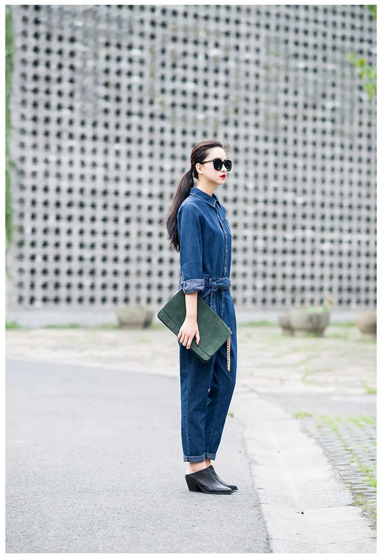 Women’s Full Sleeve Casual Loose Denim Jumpsuits