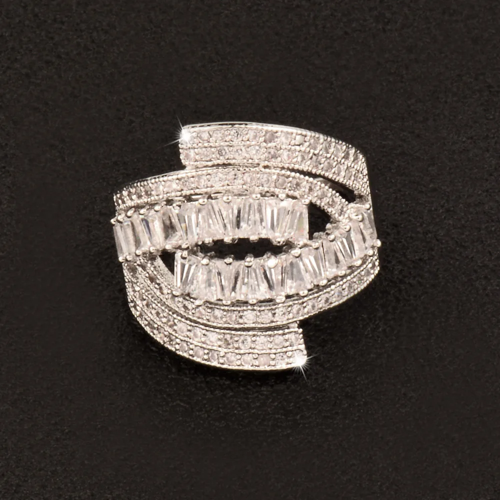 SINLEERY Uinque дизайнерское блестящее роскошное широкое кольцо с кристаллами для женщин, обручальное свадебное ювелирное изделие, 2 цвета, JZ097 SSP