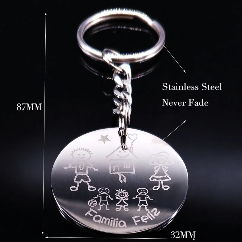 2018 amor familia clave de acero inoxidable anillo para mujer de moda de dos niños y una niña llavero regalo de la joyería llaveros de acero K77283