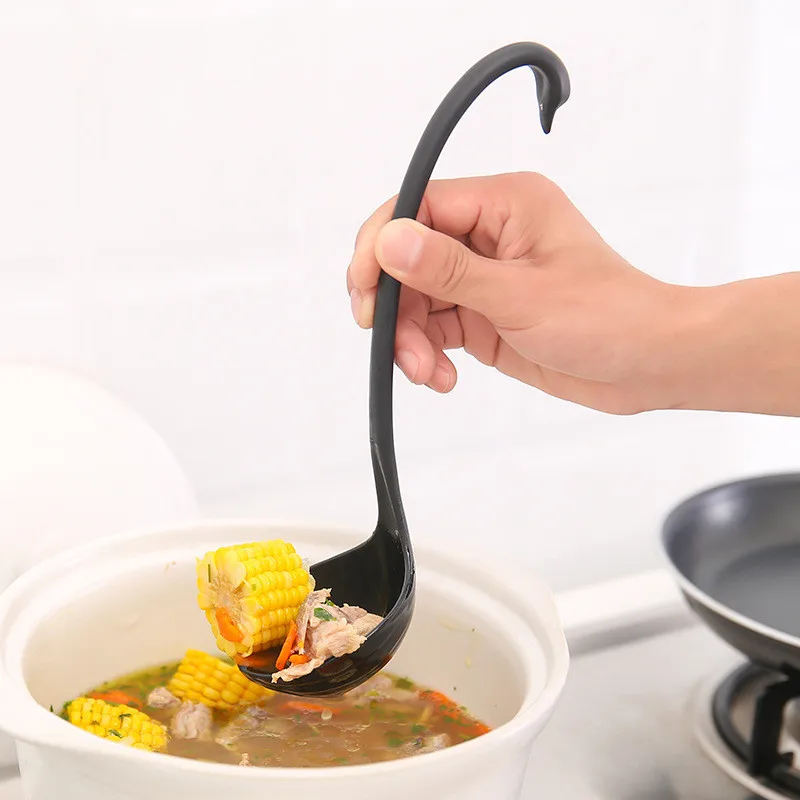 

Rich Creative Swan Soup Spoon Long Handle Dinnerware Lovely Monster Porridge Spoons With Tray Kitchen Cooking Tools Tableware