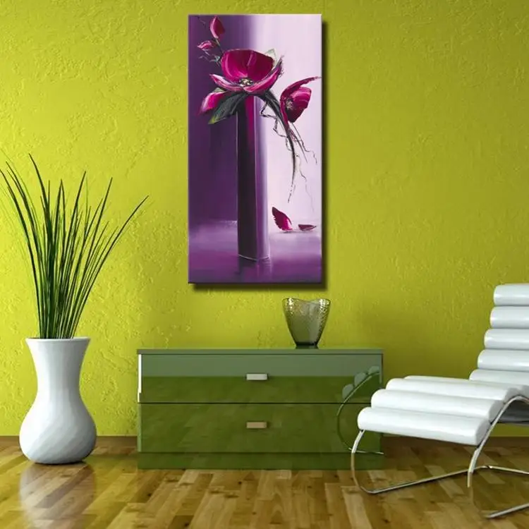 Декоративная картина маслом фиолетового цвета с ножом в палитре oil painting flower