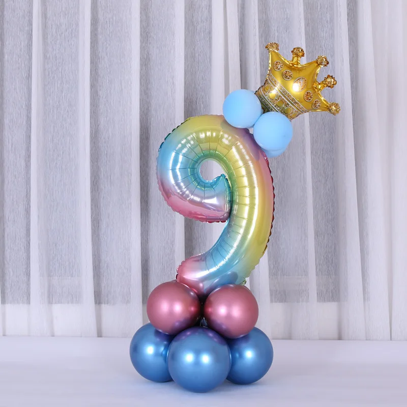 17pcs 1st Birthday Balloons Rainbow Number Balloon Blue Pink Happy Birthday Party Decoration Kids Boy Girl Party Ballon PAT54 (8)