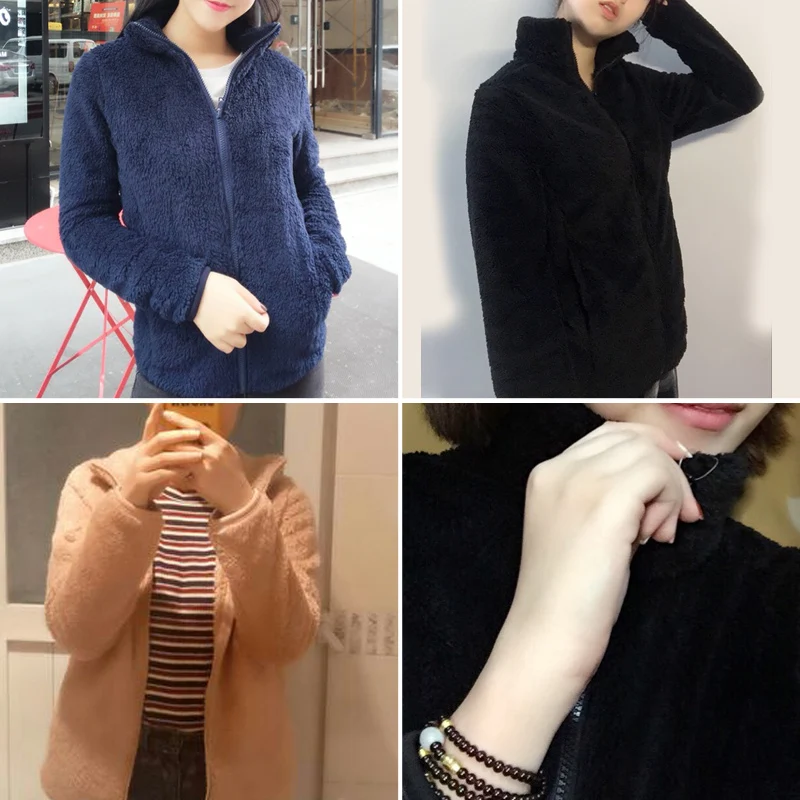 Autumn Winter Women Jackets 2018 New Polar Fleece Fabric Jacket with Zipper Casual Women Outerwear Jacket