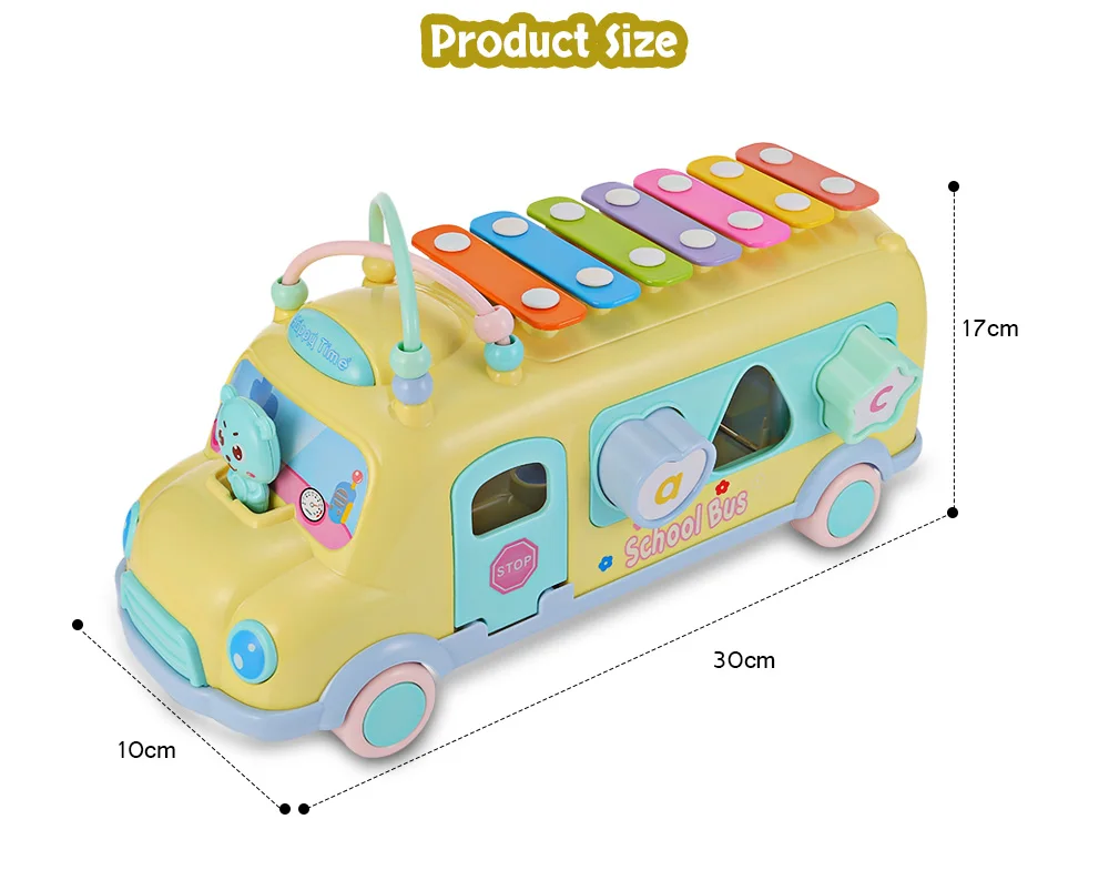 Baby Musical Toy Percussion Kid Music Instrument School Bus Toys Piano Matching Blocks  (1)