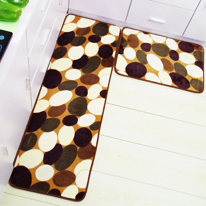 

2Pcs Kitchen Mat Set Floor Mats Anti-Slip Room Bedroom Entrance Doormat Soft Suede Water Absorption Bathroom Mat
