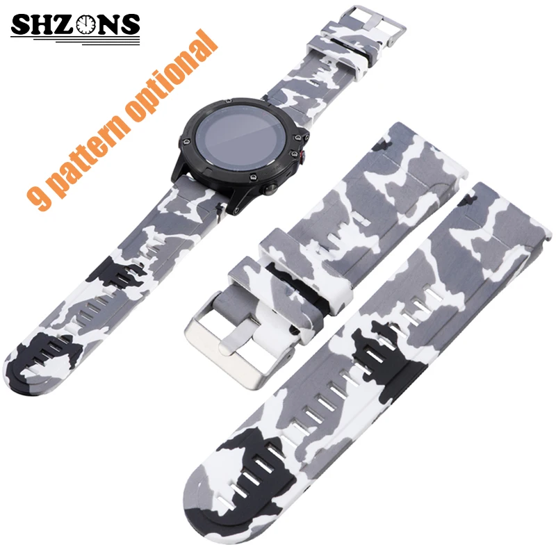 

SHZONS Colorized Printing Silicone Replacement Wrist Band Quickfit Strap 26MM for Garmin Fenix 5/5X/5S Strap Smart Accessories