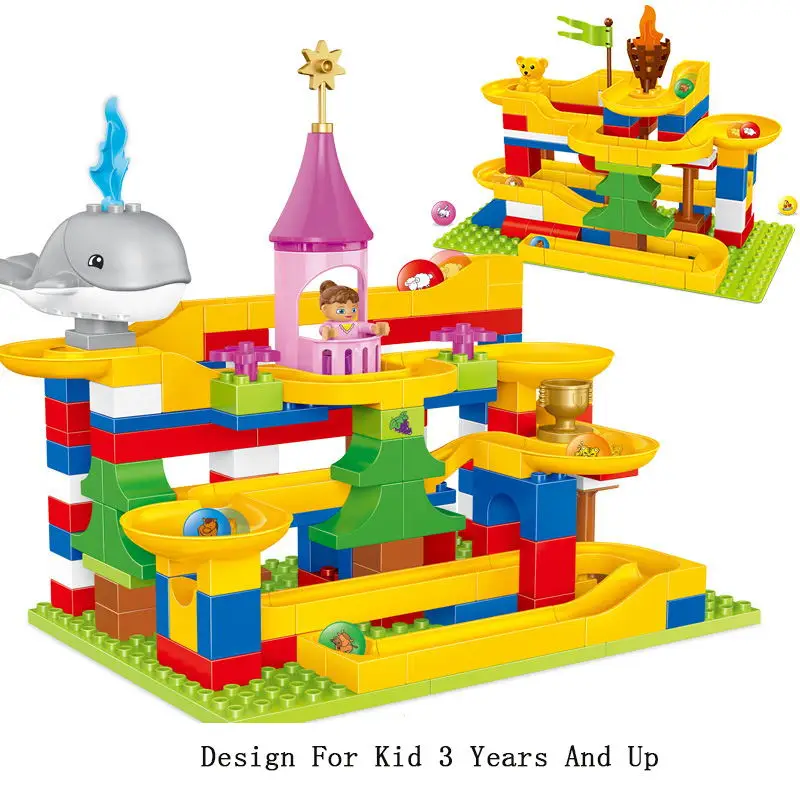 

137Pcs Marble Race Run Maze Ball Track Building Blocks Plastic Funnel Slide Big Size Bricks Compatible Legoings Duploe Block Set