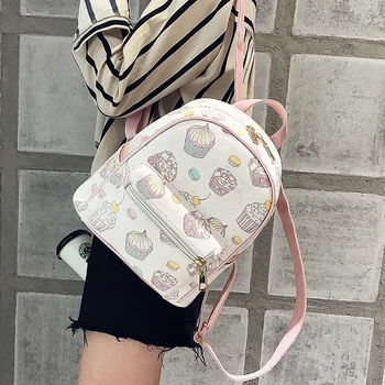 

Anderi 2019 Women PU Leather Lovely Printing feminine Backpack Female Small Backpacks For Teenage Girls Rucksack Sac a dos