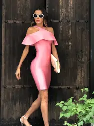 Halinfer 2018 новые летние женские модельные пикантные bodycon Холтер с рукавом-бабочкой Бандажное платье Элегантный Вечеринка Платья vestidos