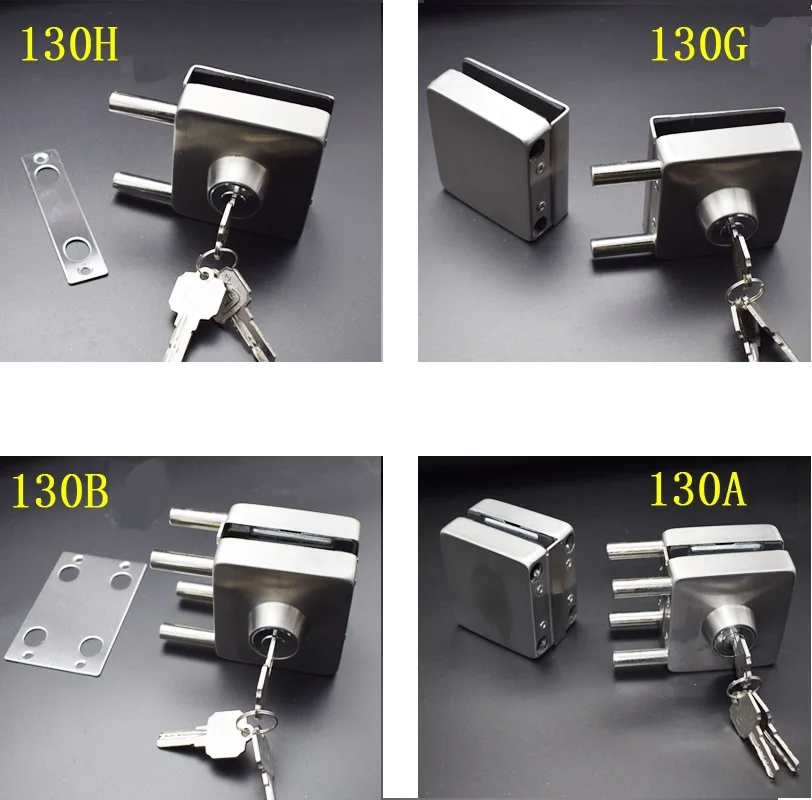 

Stainless Steel Entry Gate 10-12mm Glass Door Lock Locks W Key Swing Door Square Design 4 Kinds