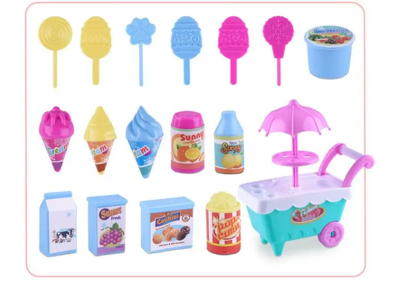 Тележка с мороженым игровой набор ребенок ролевые игры игрушечная еда образовательные игрушки хобби забавные продукты ролевые игры Детский подарок ZXH